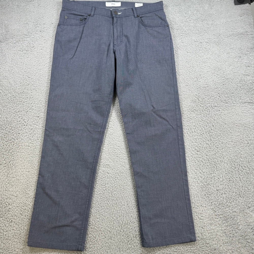 Brax Cooper Fancy Regular Fit Mens 34x29 Blue Textured 5-Pocket Pants 82-1527